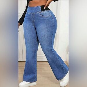 SHEIN Blue High-Rise Flare Jeans for Women